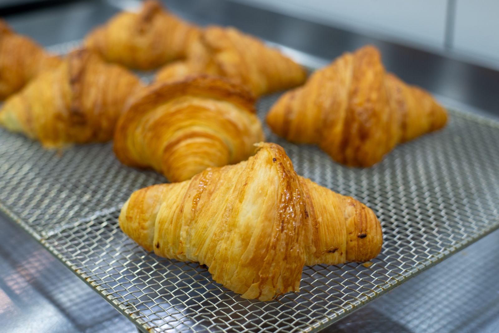 Pastries on the rack, still warm
